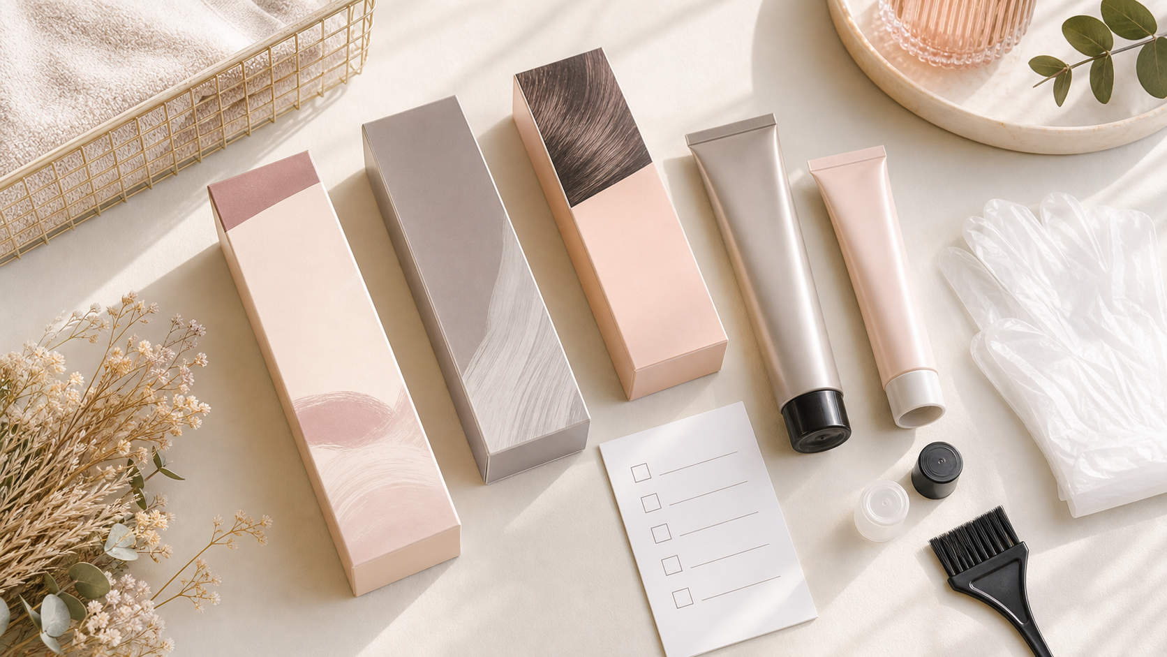 未使用のヘアカラーと白髪染めを仕分けるイメージ